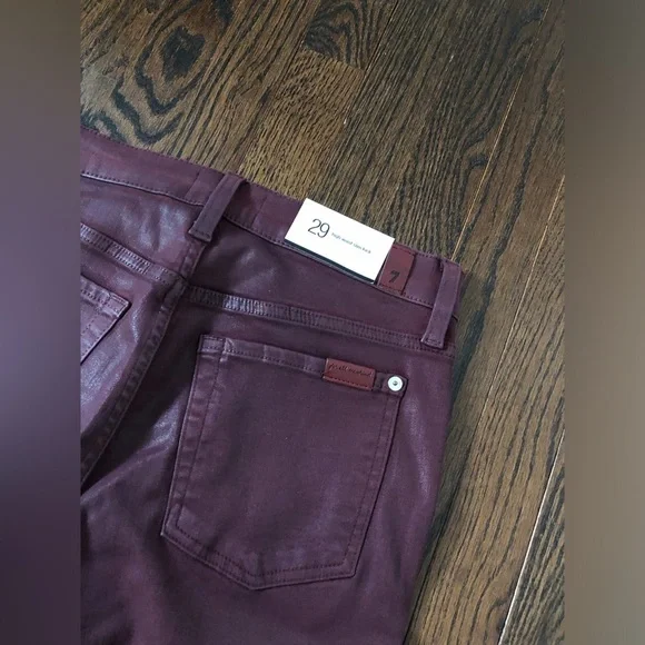 7 for all Mankind Women’s 29 High Waist Slim Kick Cropped Jeans in Ruby - NWT! - Picture 14 of 16